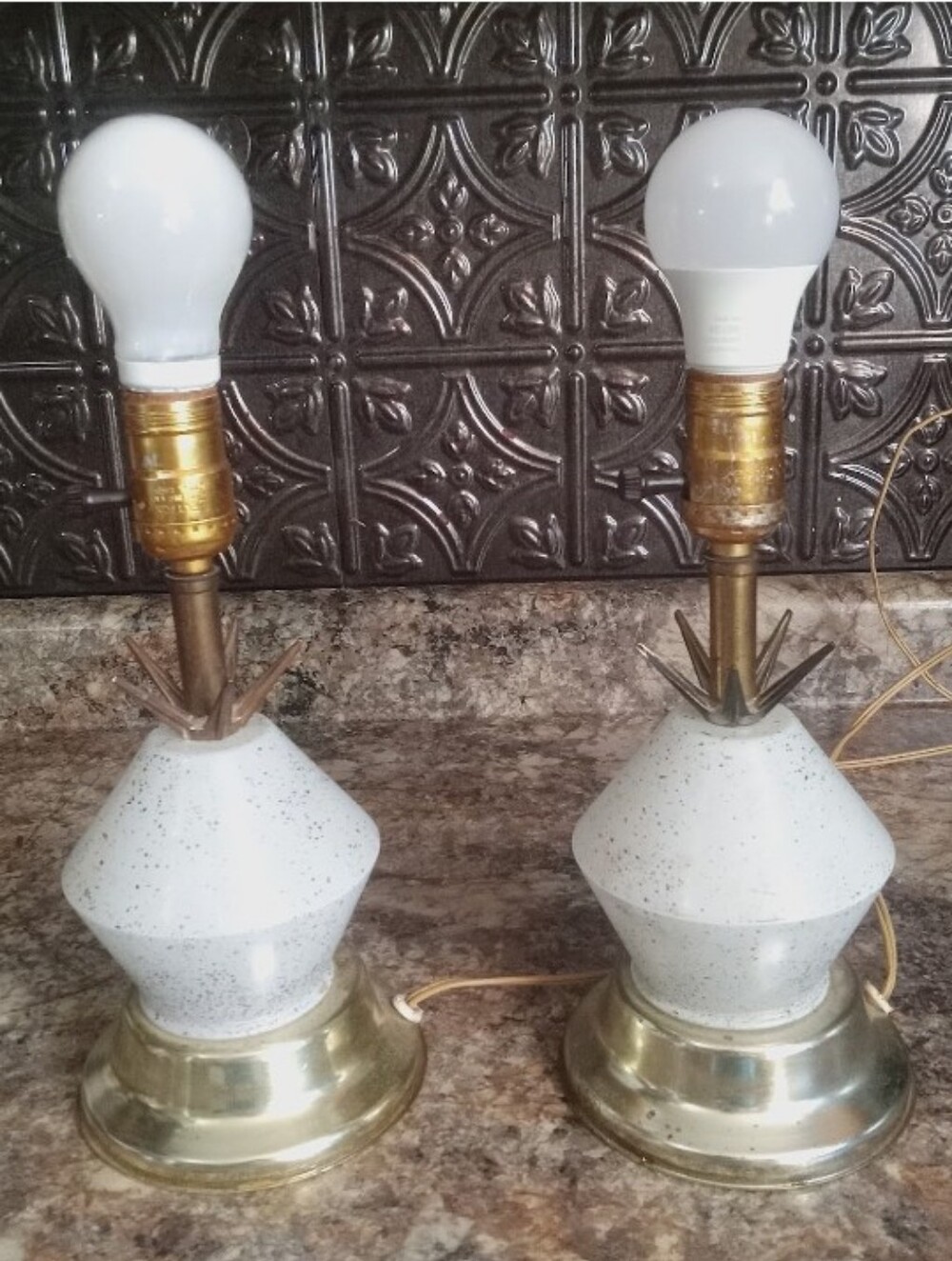 Two Vintage Sputnik Starburst Table Lamps MCM Rare